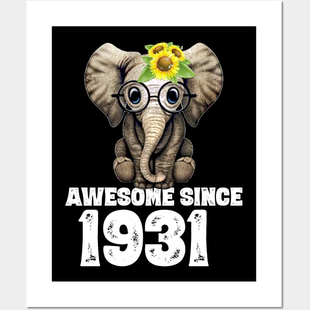 Awesome since 1931 89 Years Old Bday Gift 89th Birthday Wall Art by DoorTees